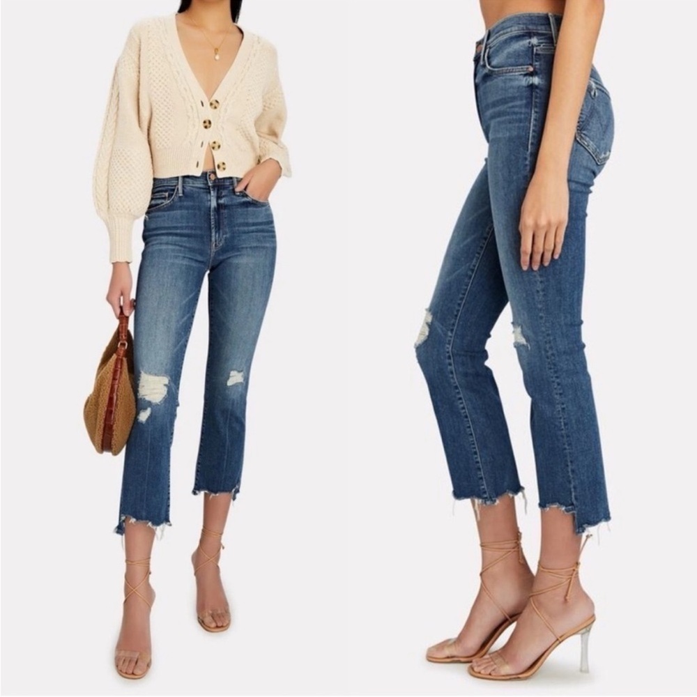 Mother Denim The Insider Crop Step Chew Dancing On Coals Jeans Size 25
